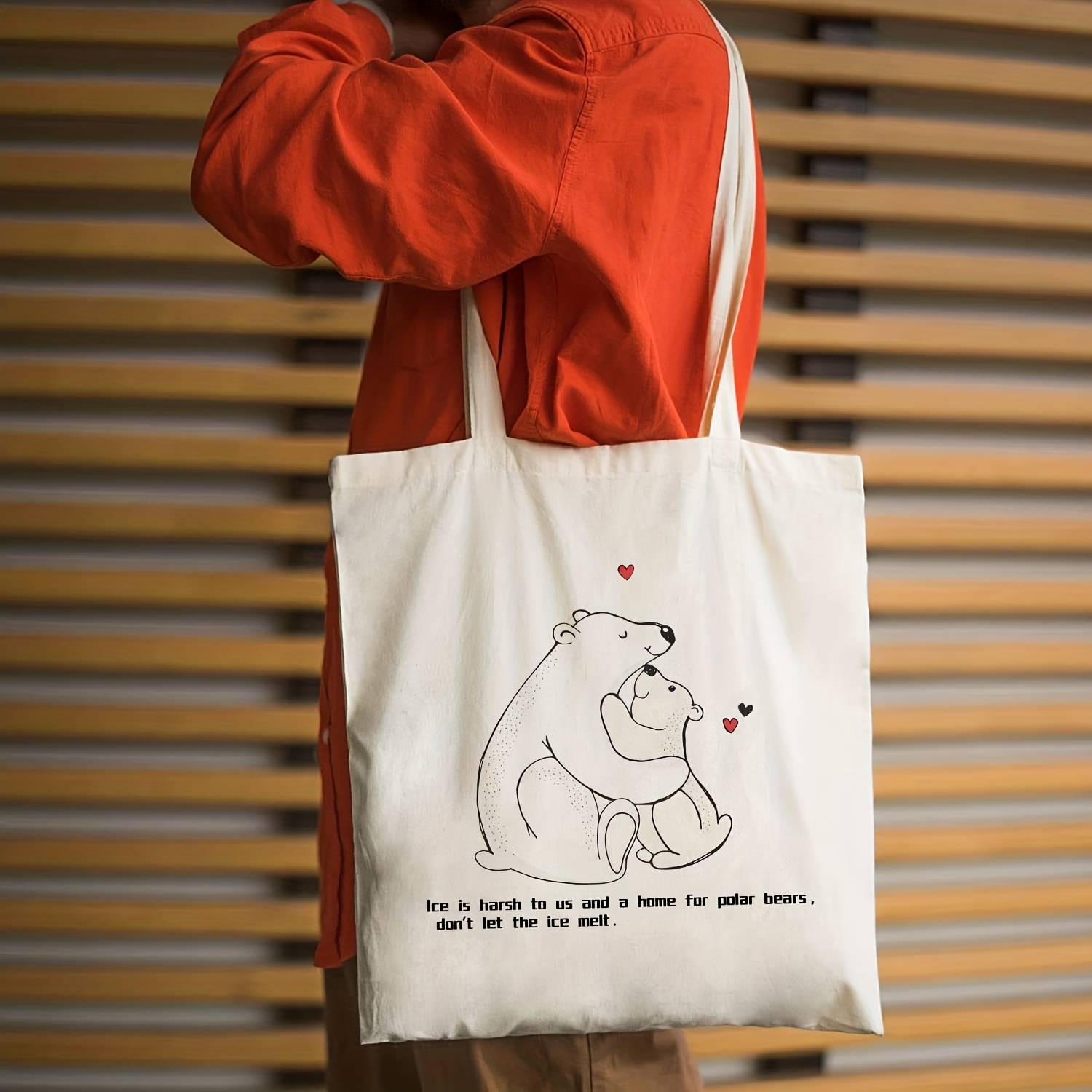 I love 00Q: Plain Tote Bag by Le Bear Polar