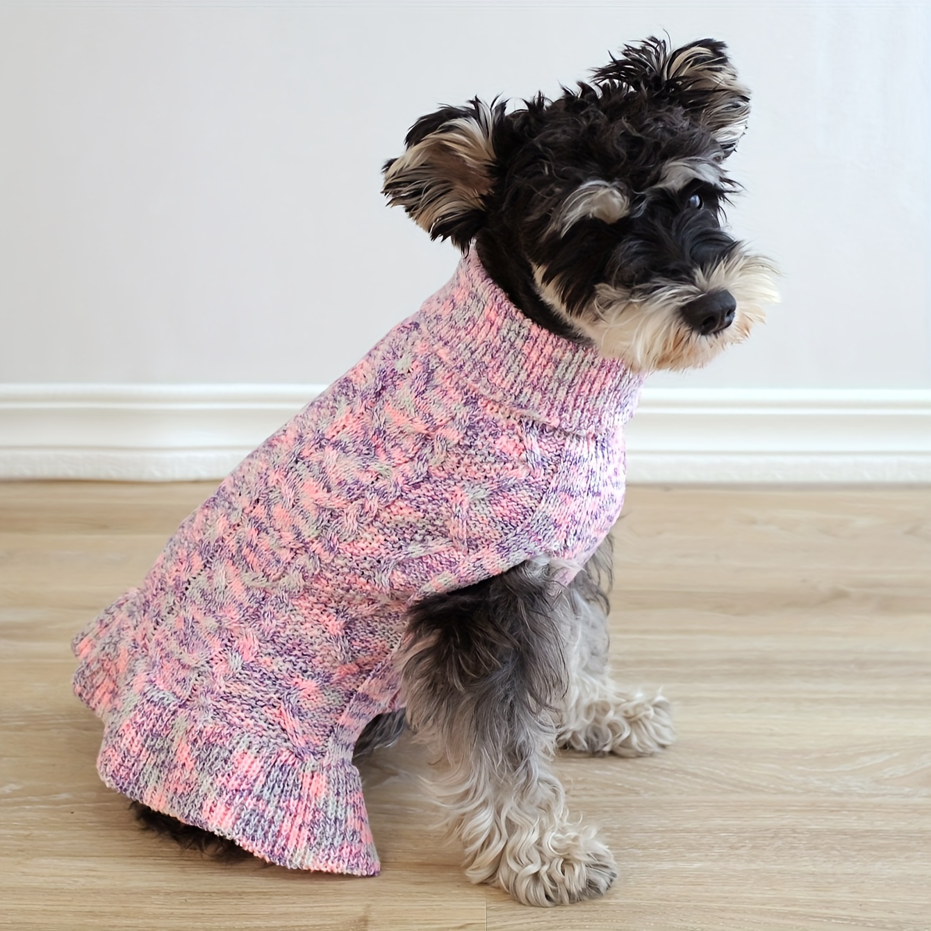 犬用セータードレス、ニットプルオーバー犬用セーター、カラフルな糸の