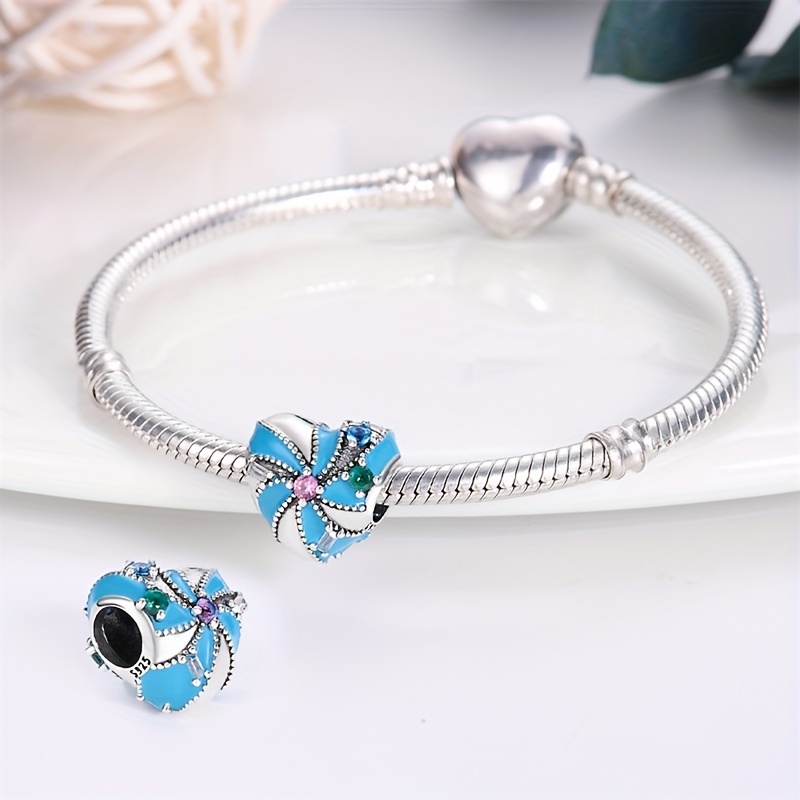 925 Sterling Silver Creative Heart Charm Bead for DIY Jewellery Making