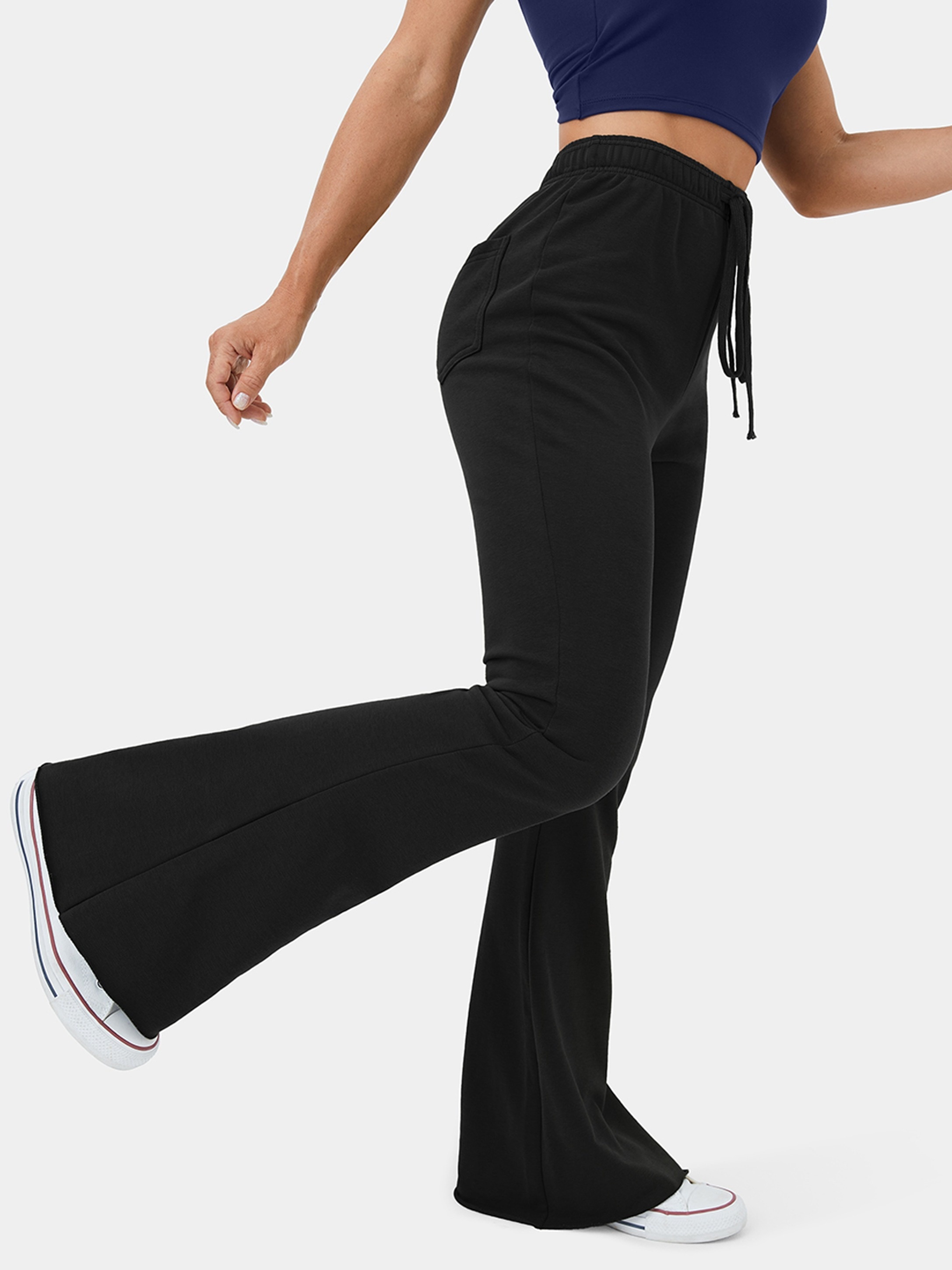 Fesfesfes Dressy Pants for Women Casual Slim Fit Wear to Work Trousers High  Elastic Waist Stretchy Pants Solid Color Sports Yoga Flared Pants 