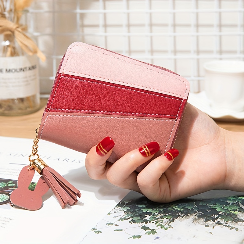 Girl Lovely Cute Tassel Zipper Small Wallet Short Wallet Coin Purse Pu  Leather