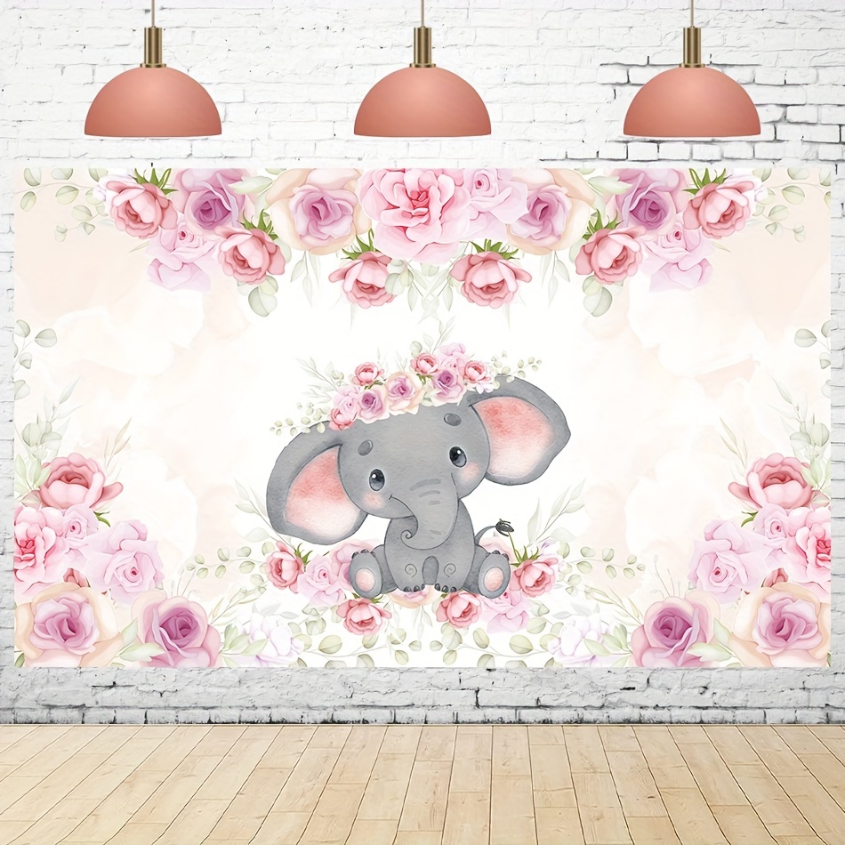 Purple Elephant Baby Shower Decorations for Girl – Its A Girl Elephant  Backdrop Lavender Floral Little Elephant Welcome Baby Newborn Kids Birthday
