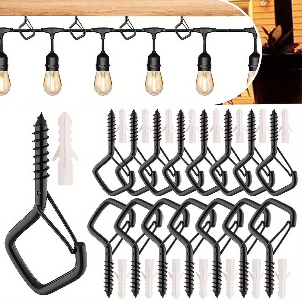 30PCS Screw in Hooks for Hanging Outdoor String Lights, Windproof