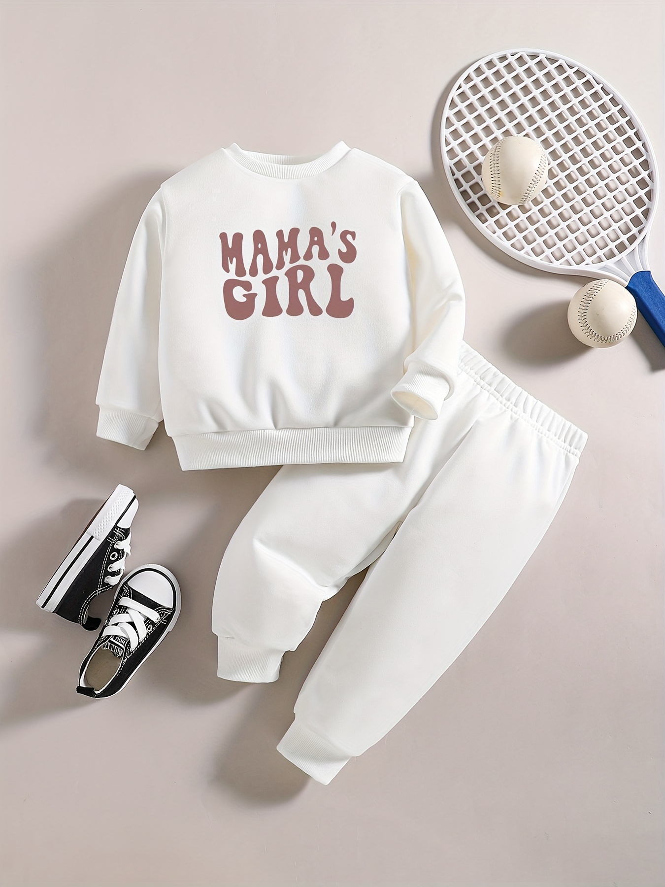 Sports Outfits Girls Mama's Mini Print Long Sleeve - Temu