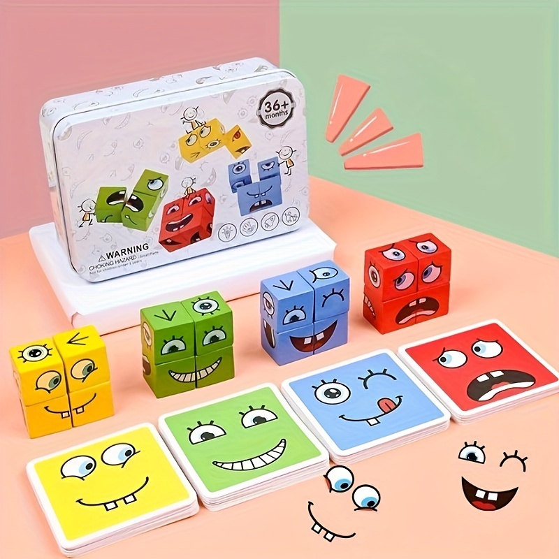ERUGI Wooden Expressions Matching Block Puzzle Educational Games Montessori  Toy for Kids Preschool Ages . and Up,Face-Changing Rubik's Cube Building  Blocks by ERUGI - Shop Online for Toys in Australia