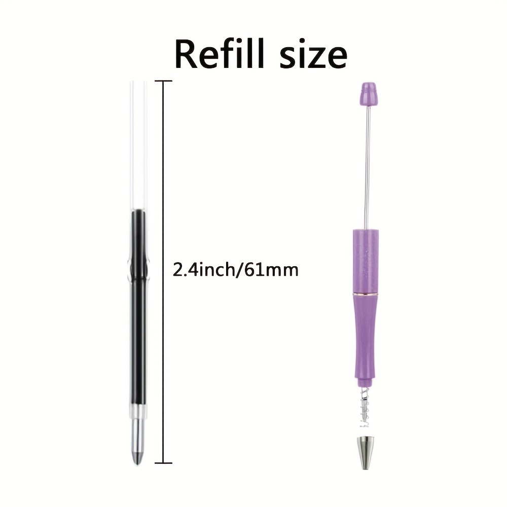 50 Pieces Plastic Beadable Pen Bulk Bead Ballpoint Pen Shaft Black Ink  Beaded Pens with 50 Refills for DIY Making Gift Kids Students Office School