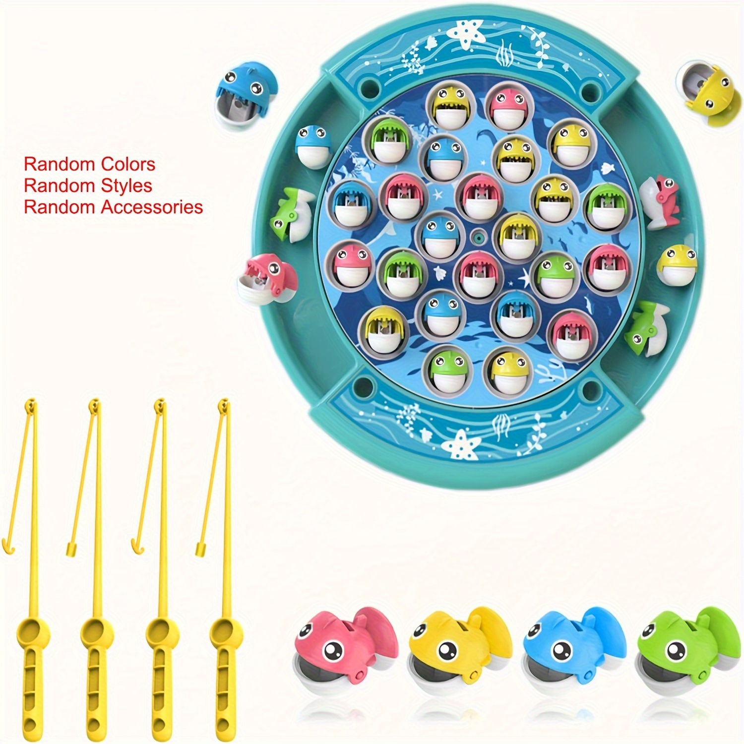 Kids Electric Musical Rotating Fishing Toy, Rotating Board Games Fishing  Toy Set with Cute Music and 24 Fish, Magnetic Fishing Game Simulation  Fishing