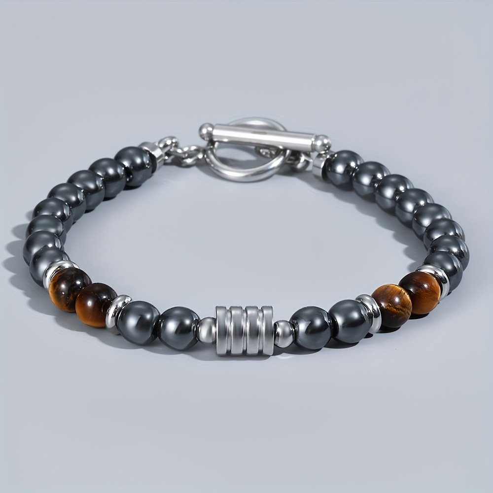 Men's Stainless Steel Beaded Bracelet