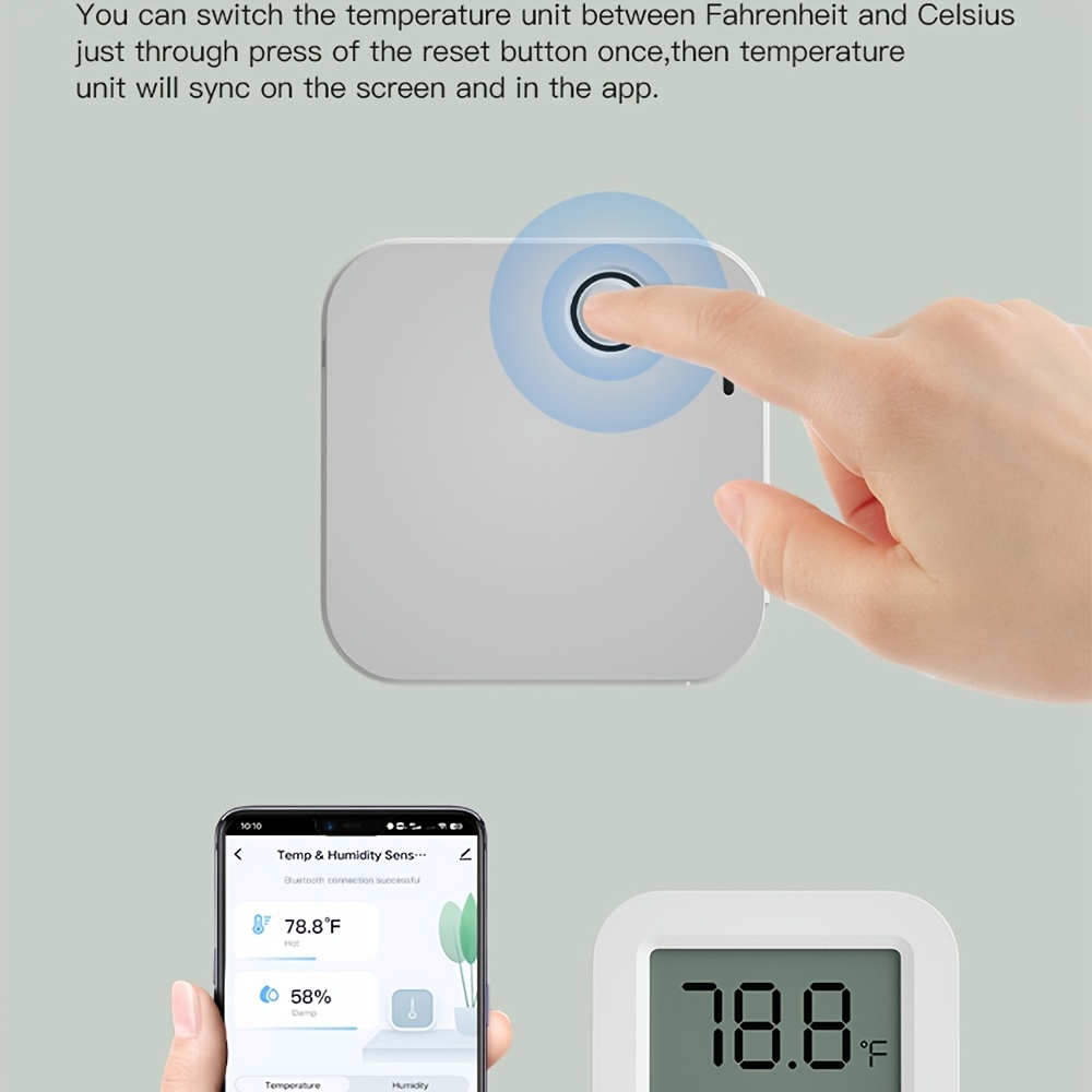 Wireless Bluetooth Thermometer Hygrometer, Mini Bluetooth Humidity