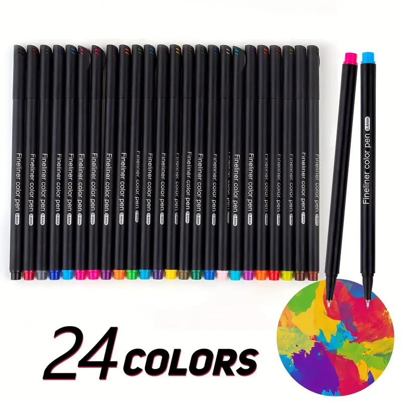 24pcs Colorful Pens, Color Pens Set, Bright Colors Fine Point Pens Colored  Pens For Journaling Note Taking Writing Drawing Coloring,0.4 Mm Porous Fine