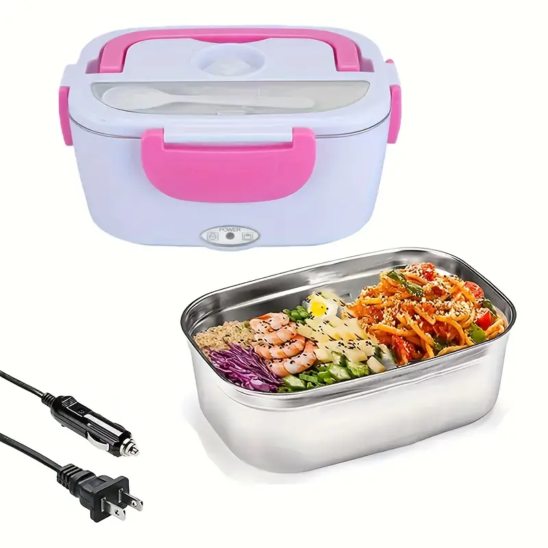Us Plug Electric Lunch Box, Food Heater With 2 Compartments, Leak