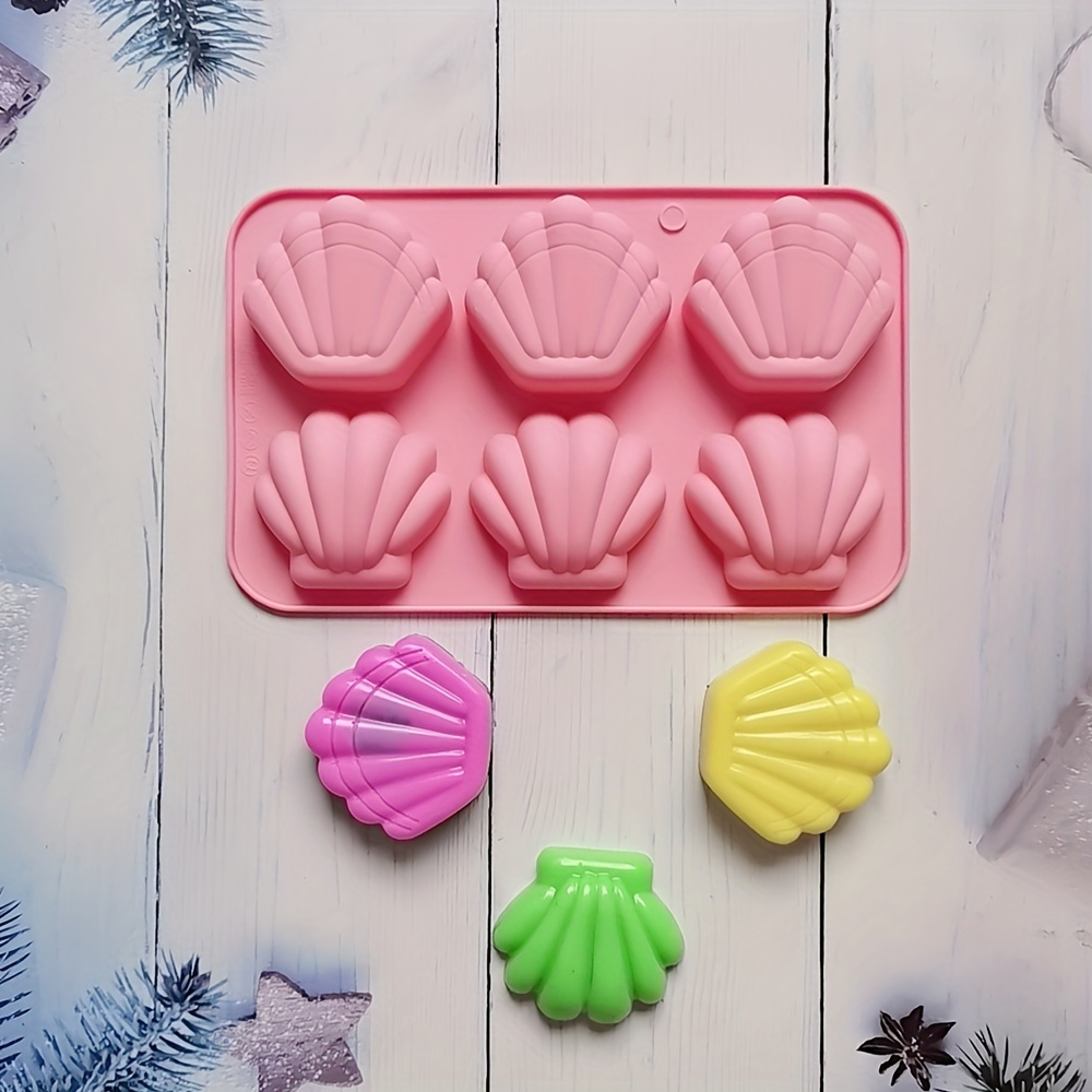 

1pc 6-cavity Silicone Mold, 3d Shell Shaped Fondant Chocolate Biscuit Mold, Cake Decoration Mold, Soap Scented Candles Gypsum Mold, Kitchen Accessories, Baking Tools, Diy Supplies