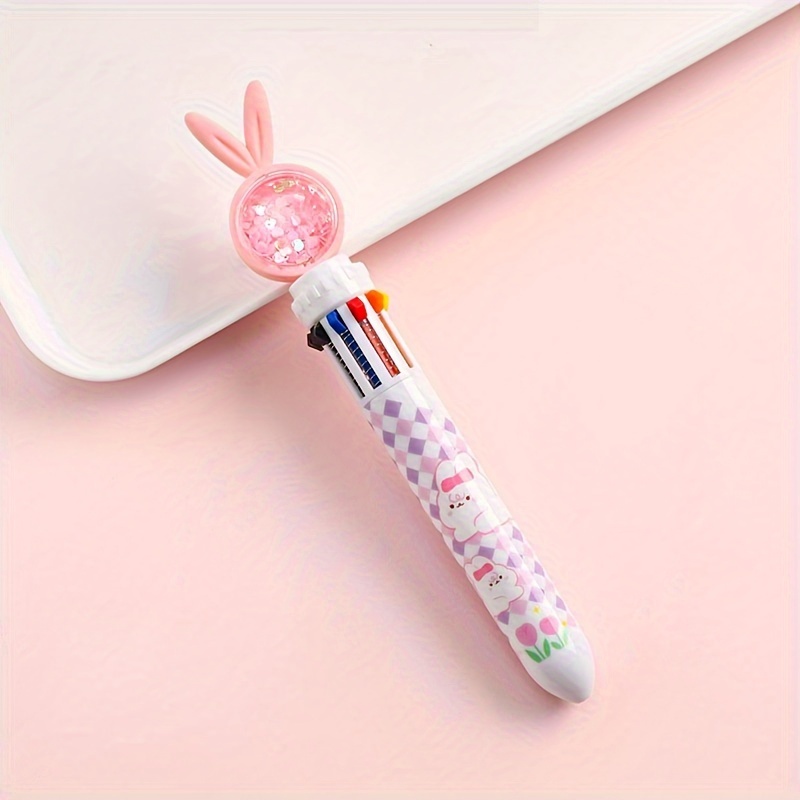 Multicolored Pens 10 Colors Cute Cartoon Rabbit Ballpoint - Temu