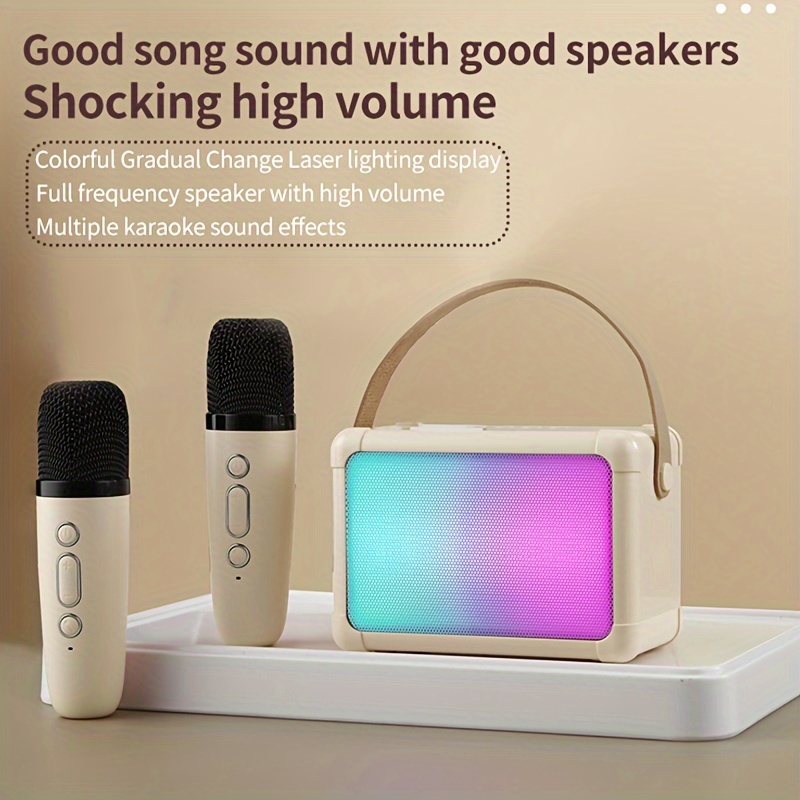 Máquina de karaoke Bluetooth con micrófono inalámbrico, altavoz portátil de  karaoke para adultos y niños con luces de fiesta