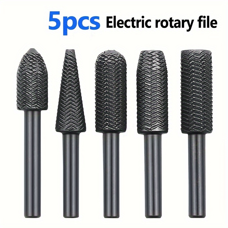 

5pcs Rotary Steel File Rasp Wood Drill Bits Burrs Metal Grinding Grooved Sanding Engraving Milling Polish Tool 6mm Shank
