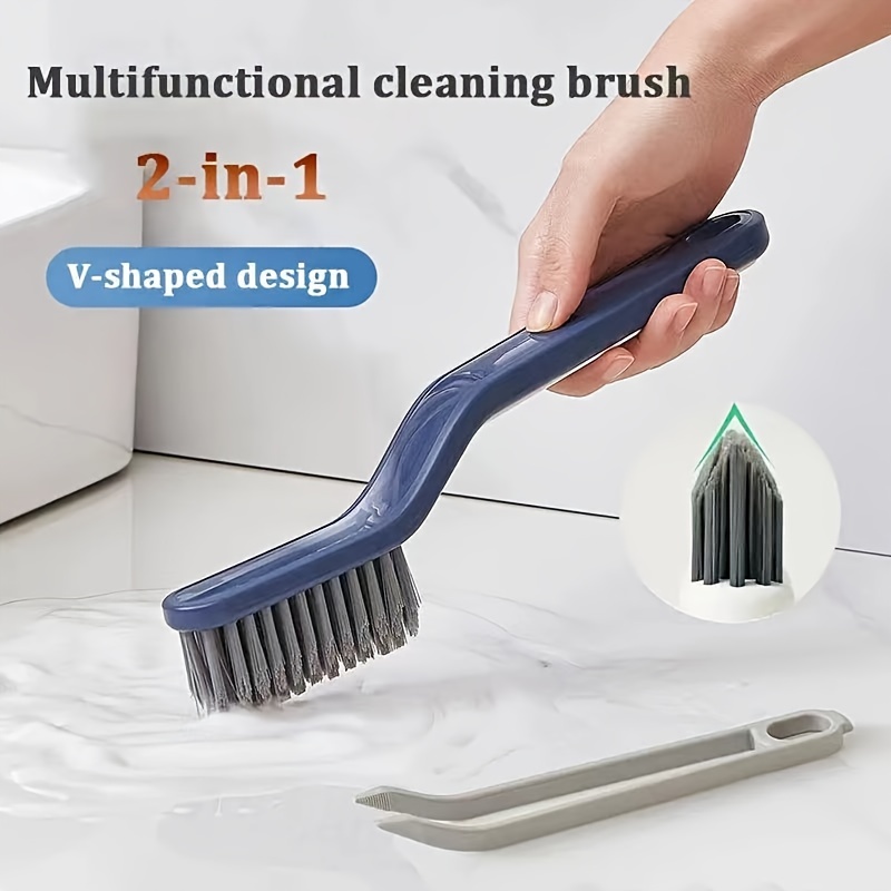Brosse de nettoyage 3 en 1 pour carrelage de salle de bain, brosse à  récurer à long manche de 147 cm, poils rigides, éponge + tampon en  microfibre