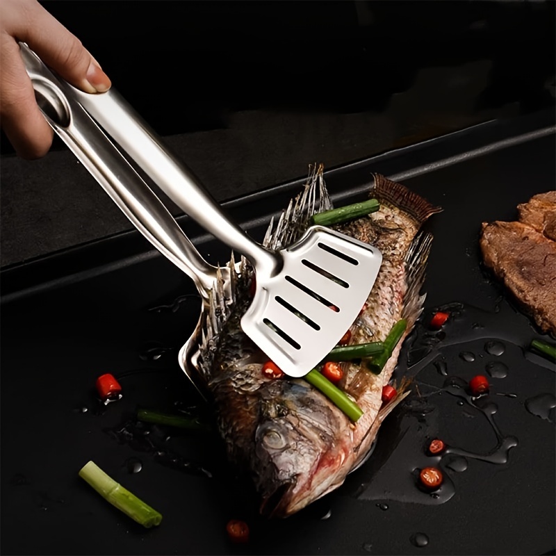Kitchen 304 Stainless Steel Barbecue Tongs Steak Frying Food Tongs