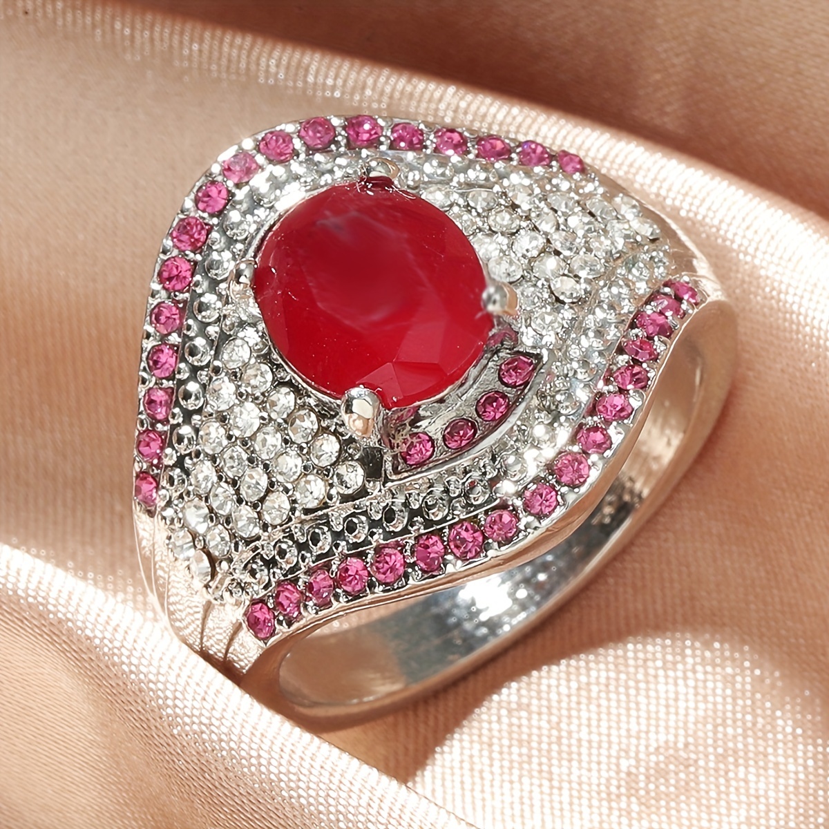 Anillo de plata online piedra roja