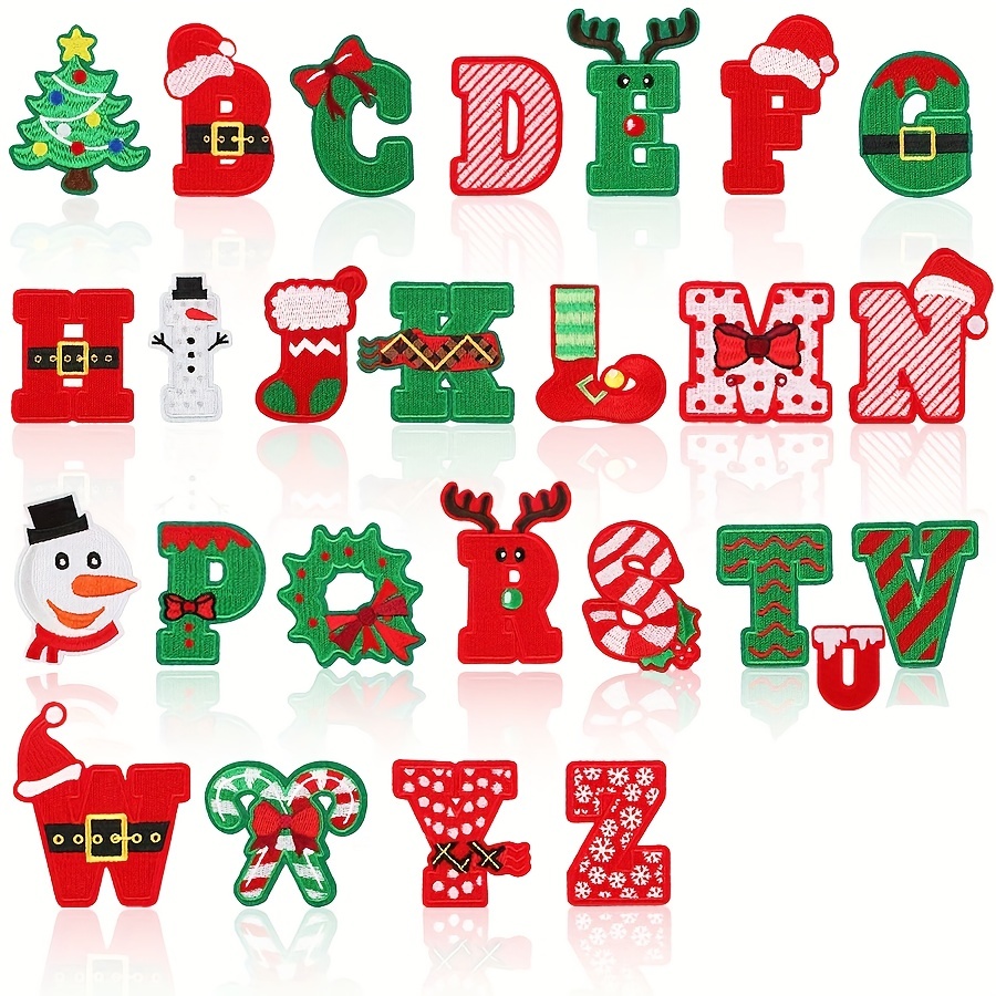 Christmas Series Embroidery English Letter Stickers Snowman - Temu United  Arab Emirates