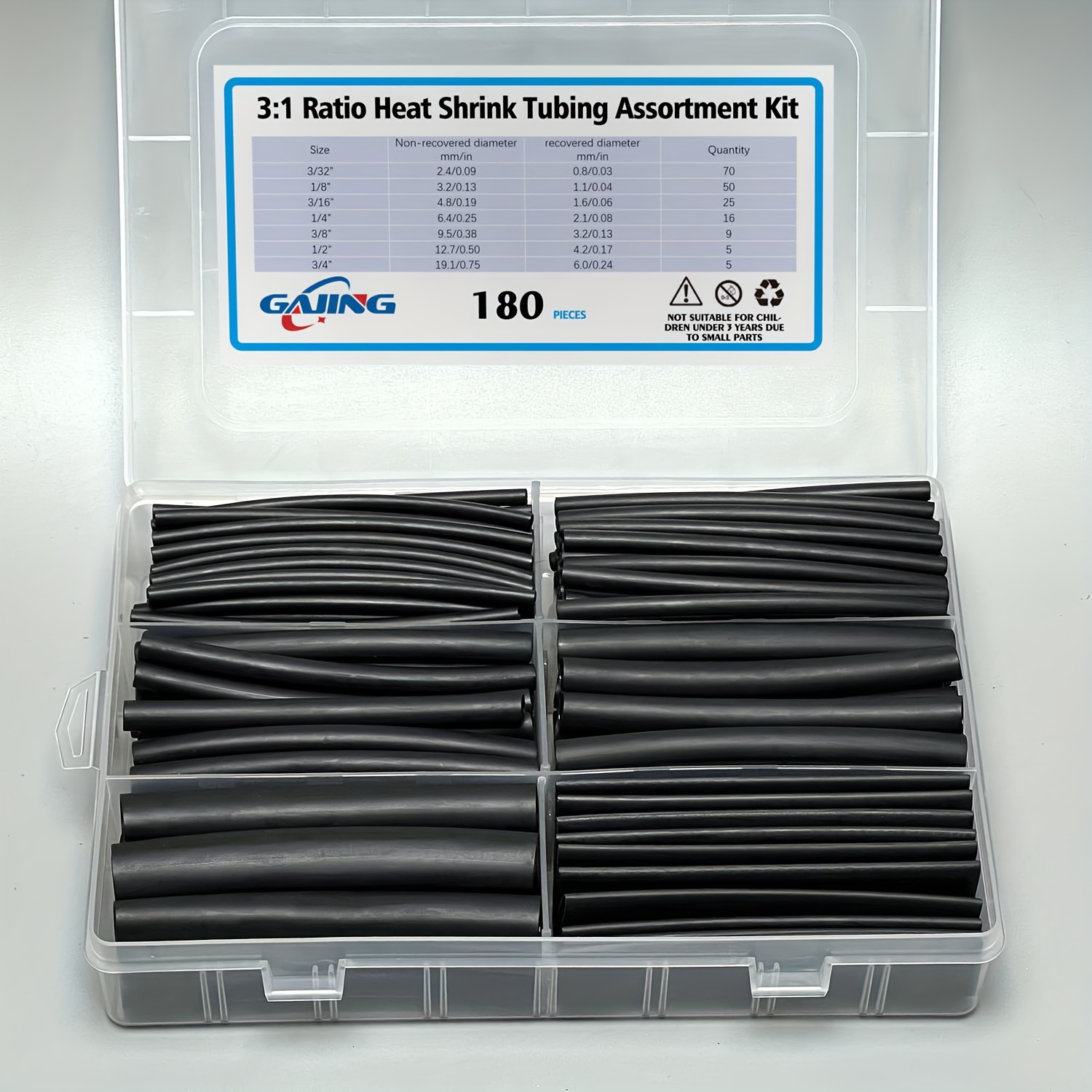 180pcs Heat Shrink Tubing Kit 3 1 Ratio Adhesive Lined Marine