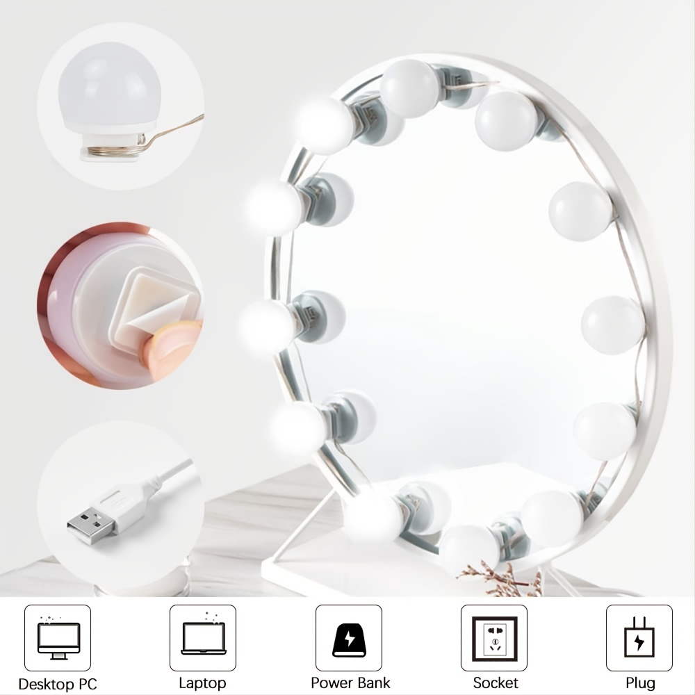 10 Dimmable LED Vanity Lights For Mirror Hollywood Style