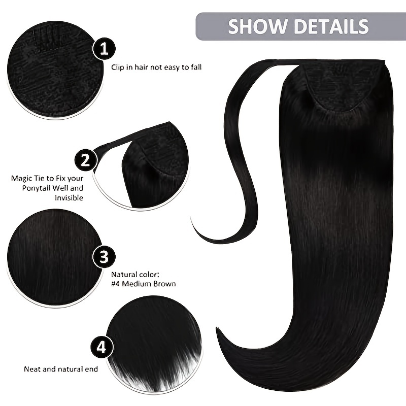 Natural Straight Ponytail Extension Clip In Hairpiece