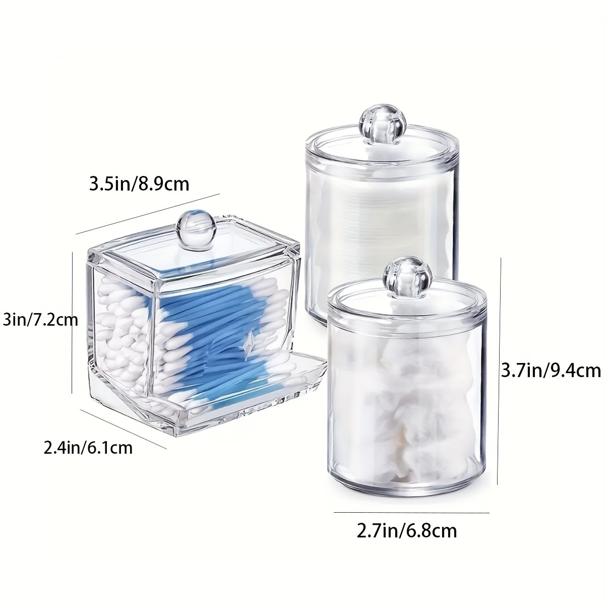 Swab Pads Holder Clear Plastic Bathroom Qtip Dispenser - Temu