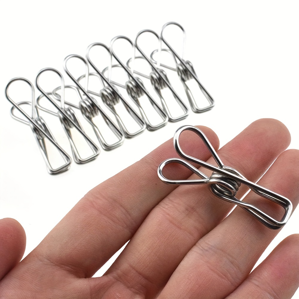 10 Pcs Stainless Steel Clothes Pins Sock Clips, Metal Clothespins