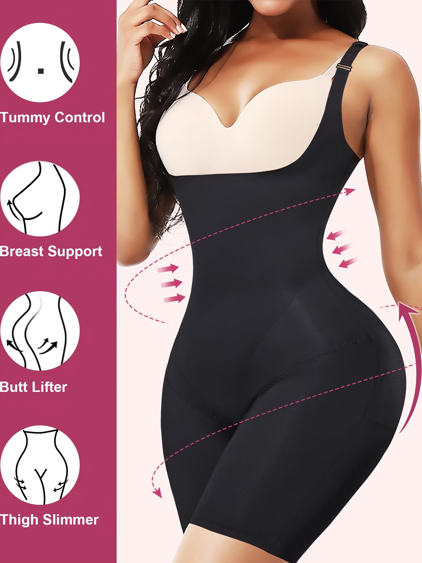 Shapewear Bodysuit for Women - Tummy Control Butt Lifter Open Back Mid Thigh  Seamless Full Body Shaper Women's Shaping Tops at  Women's Clothing  store