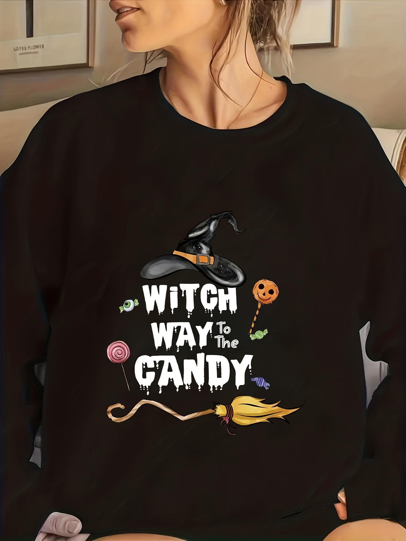 Plus Size Halloween Sweatshirt Women's Plus Cartoon Pumpkin - Temu