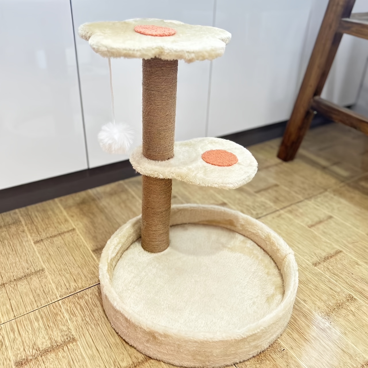 Natural wood outlet scratching post