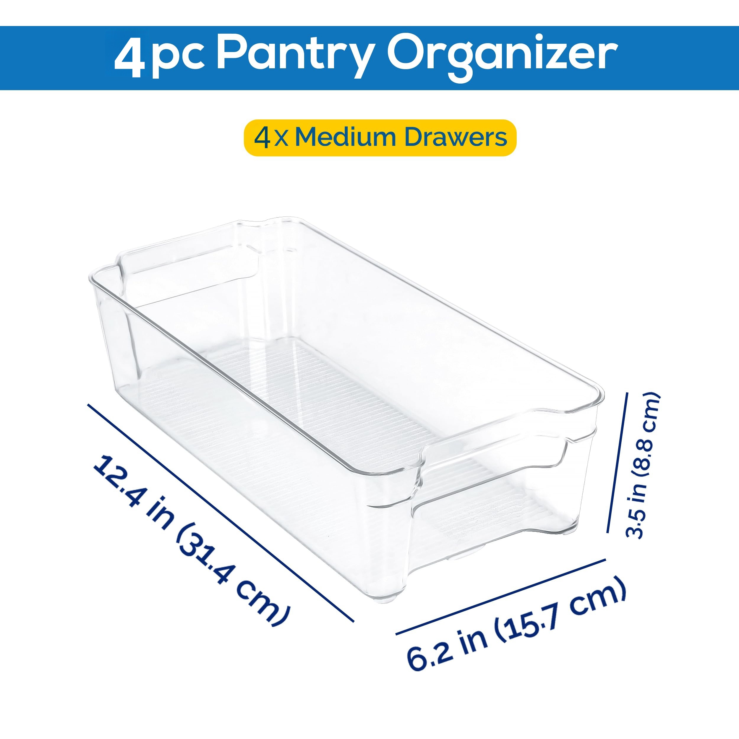 Stackable Refrigerator Organizer Bin, Clear Kitchen Pantry Organizer  Container Bins With Handles For Cabinets, Shelves, Drawer, Freezer, For  Snack, Fruit, Vegetables And Beverage Storage, Home Kitchen Supplies - Temu  United Arab Emirates