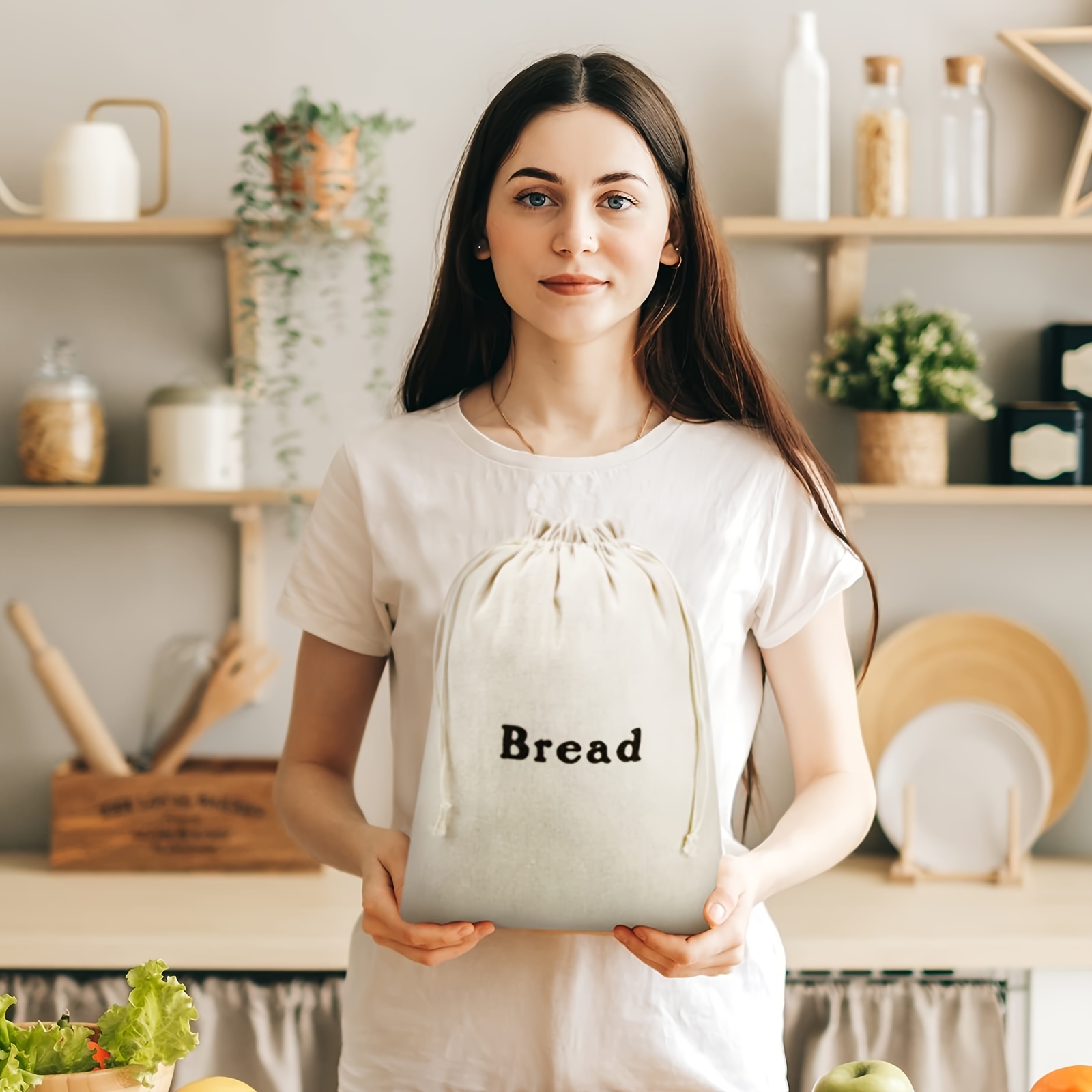 1Pc Linen Bread Bags Reusable Bread Storage Bags- Unbleached