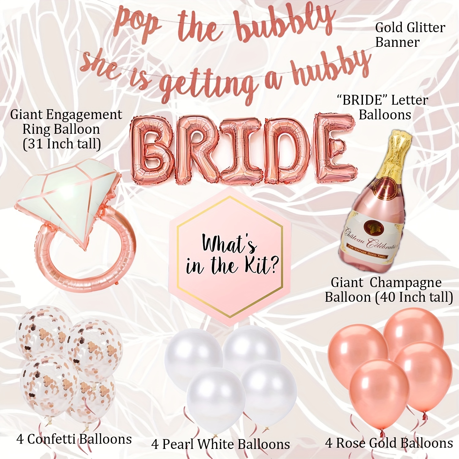 Bachelorette Party Favors Kit for Bride to Be Bridal Shower Balloons Sash  Bachelorette Party Decorations for Bridal Shower, Engagement Party