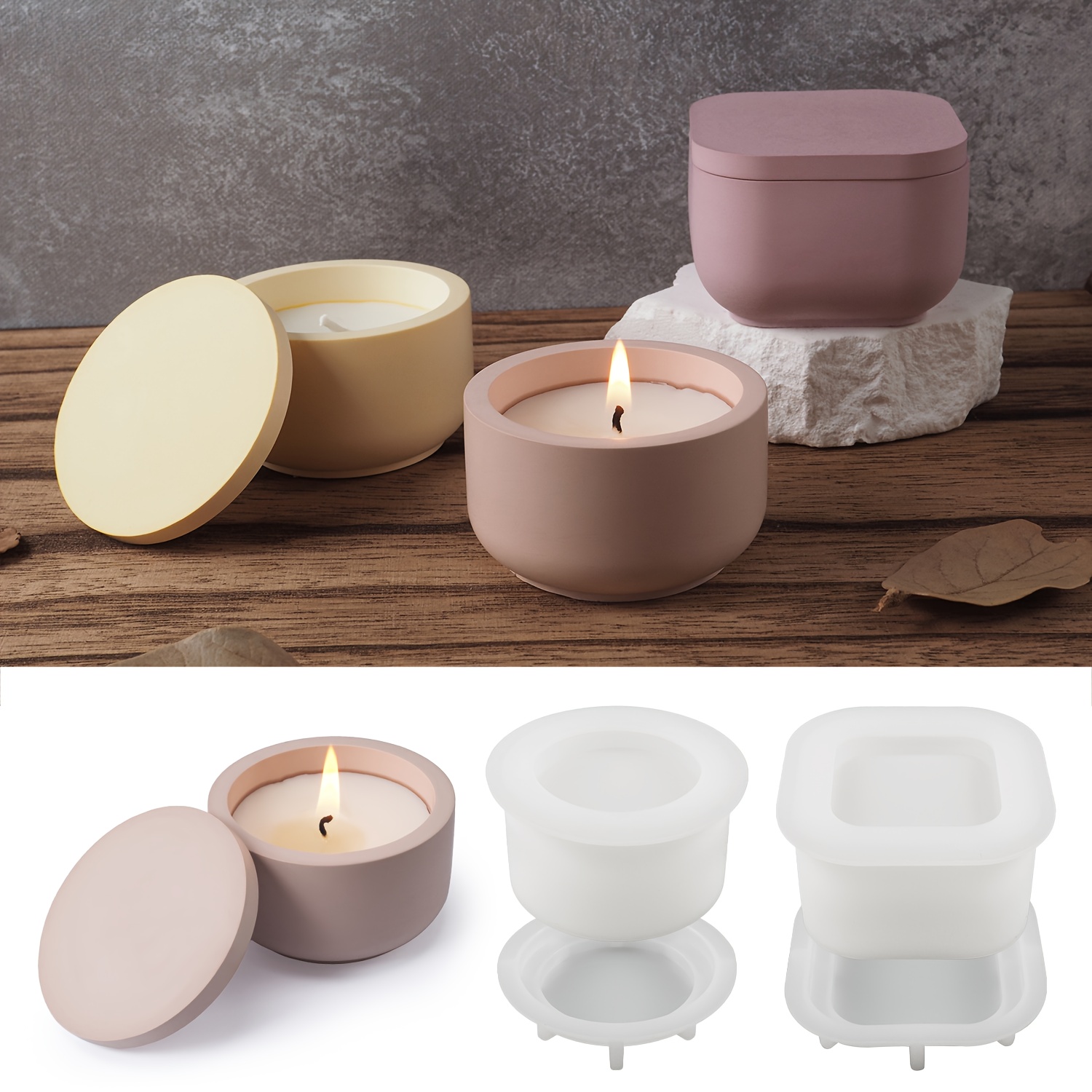 1pc Candle Holder With Matches Storage Silicone Mold, Candle Cups Silicone  Molds, Large Candle Jars, Plaster Molds, Flower Pot Molds, DIY Epoxy Molds