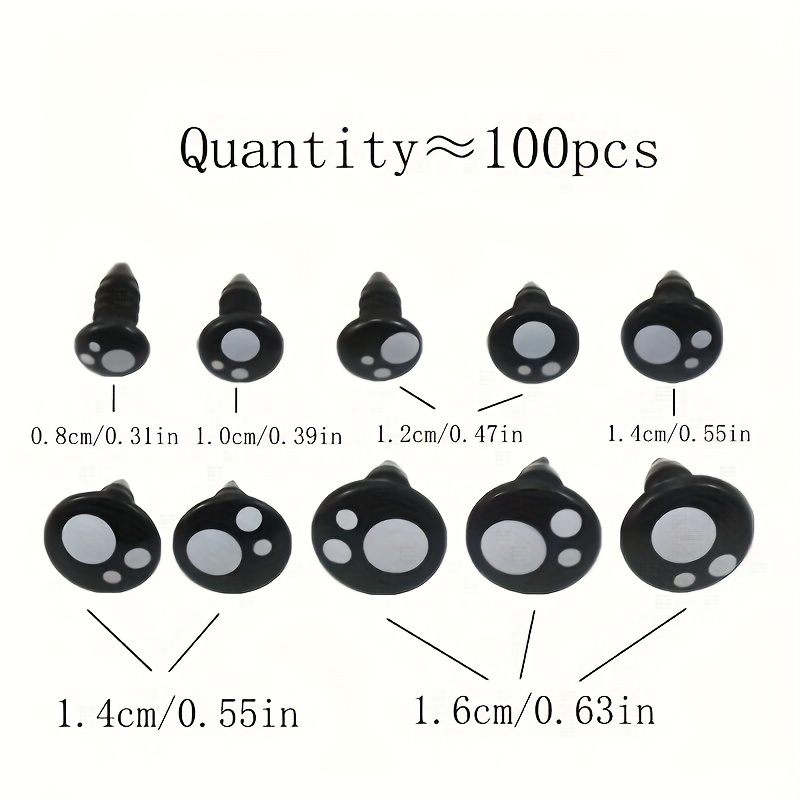 Black Crafts Eyes 5 Sizes Animal Eyes Round Domed Buttons - Temu