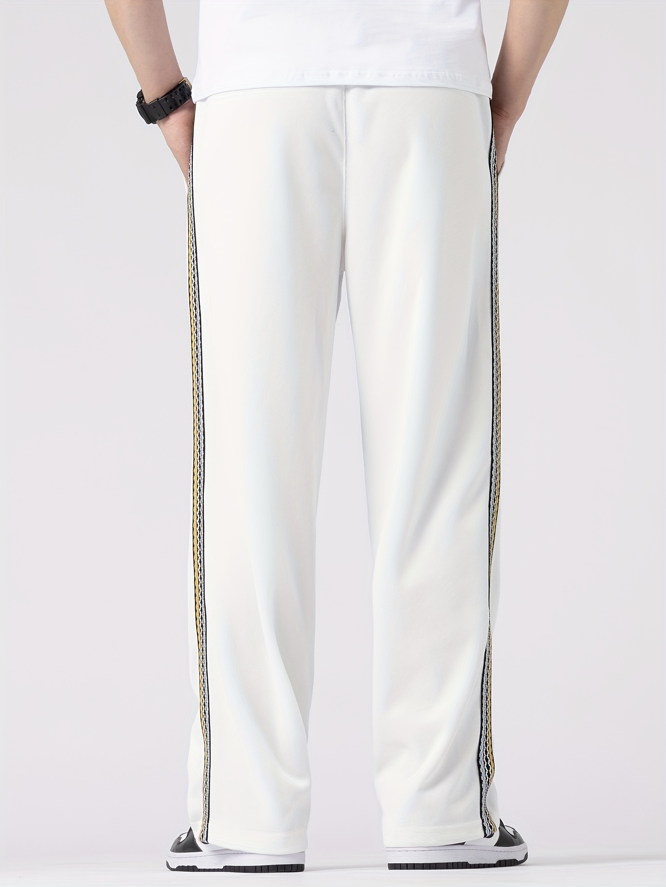 White best sale striped joggers