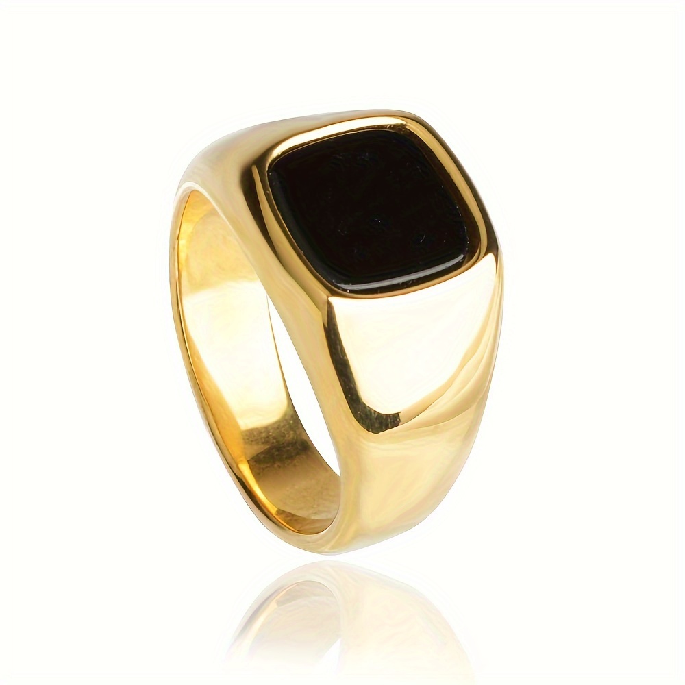 Men's Round Square Ring, Non-Fading Design