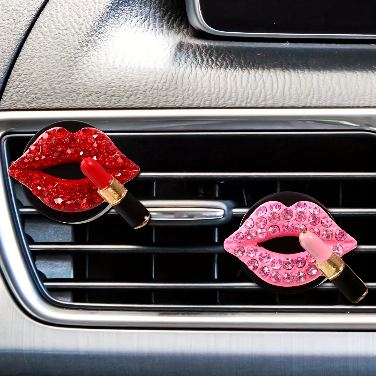 Auto Air Outlet Aromatherapie Clip Diamant Roten Lippen Lippenstift  Dekorative Clips Auto Parfüm Duft Diffusor Auto Innen Zubehör