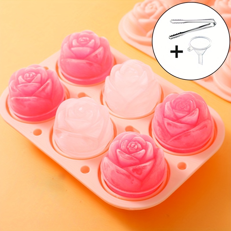 3D Silicone Rose Shape Ice Cubes Mold Ice Ball Mould for Cocktails Drink  Iced Tea Kitchen