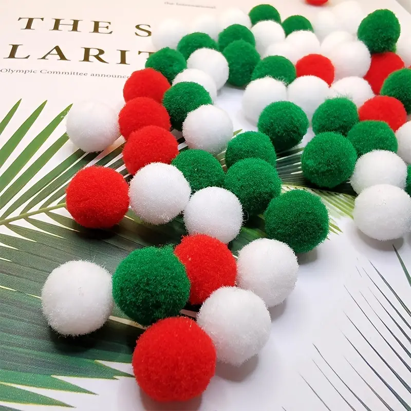 300pcs 0 59 Inch Christmas Pom Poms Red Green White Pompoms Balls For  Christmas Diy Crafts Tree Wreath Sock Decorations Easter Handwork, Shop  Now For Limited-time Deals