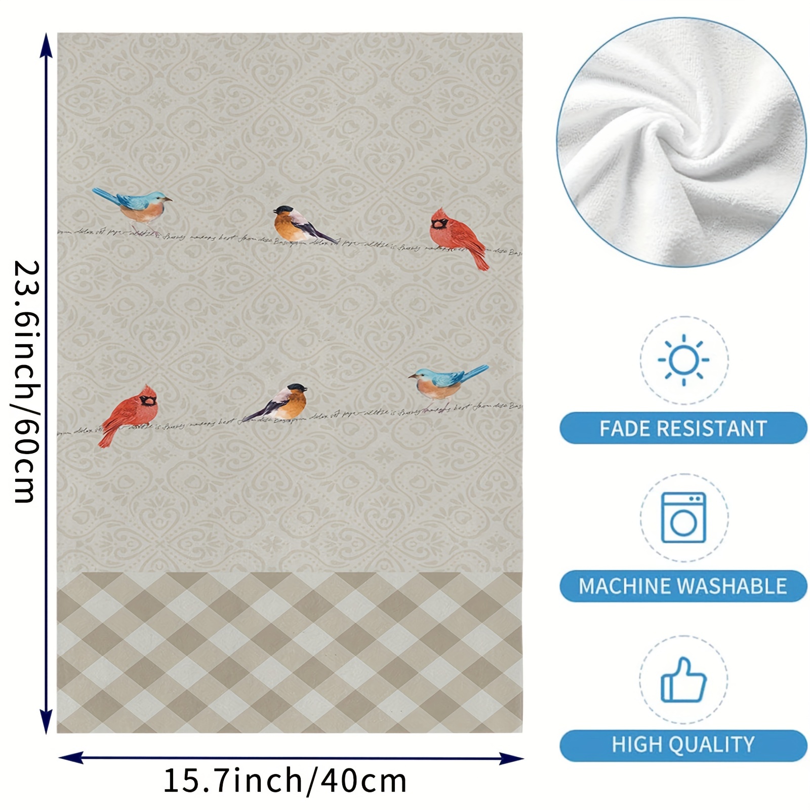 Dish Cloth Decorative Set Cute Birds Tea Towels Absorbent - Temu