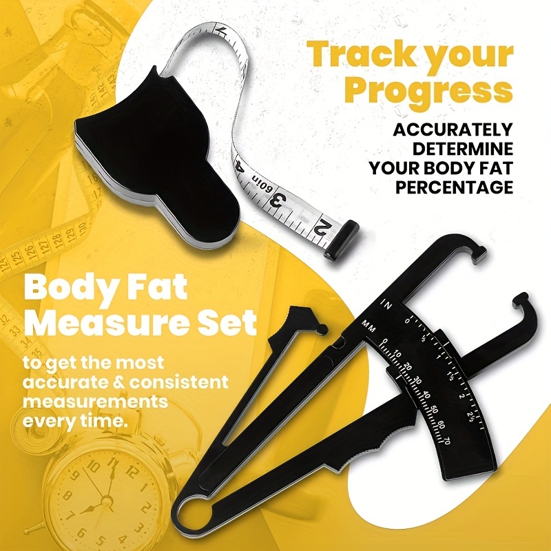 Body Fat Caliper BMI Skinfold Tester w/Instruction Chart