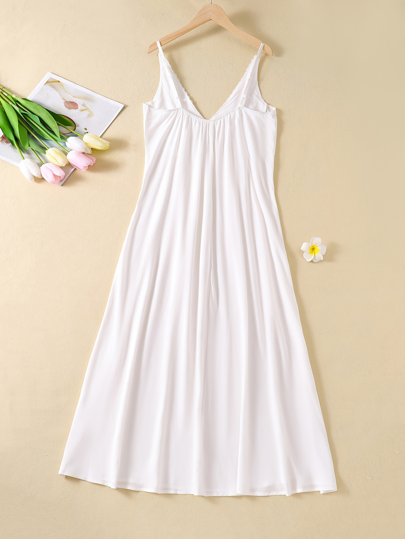 Cotton Nightgown White Cotton Sleepwear Backless Dress Nightgown