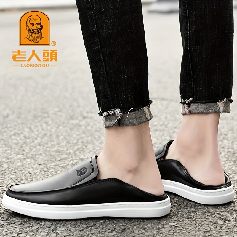 Half Leather Men Shoes Spring  Leather Casual Half Shoe Men