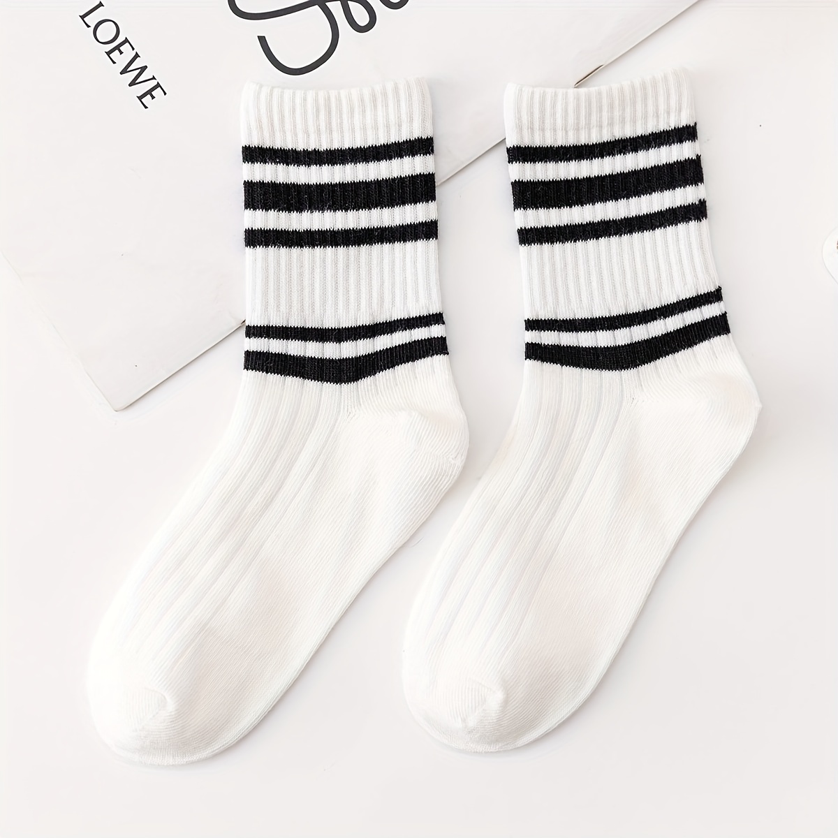 Checkered Socks And Loewe Logo Black And White - 5 Pairs