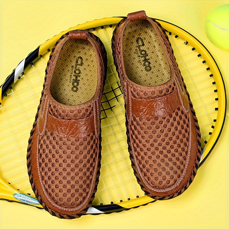 casual mesh loafers   men s solid breathable non slip details 7