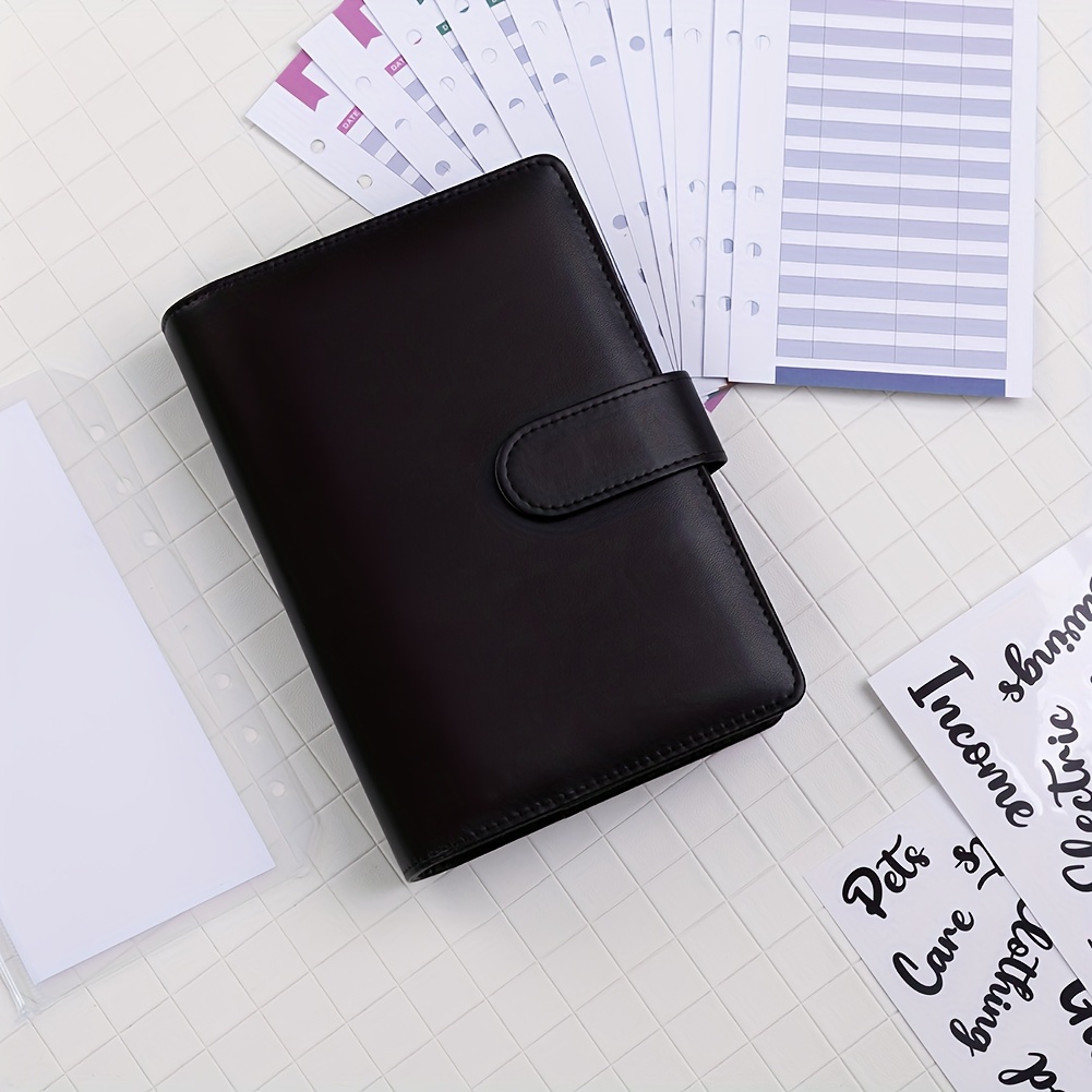 New Hot A7 PU Leather Planner Notebook Agenda Budget Workbook Envelope  Binder Pockets for Money Saving Bill Organizer