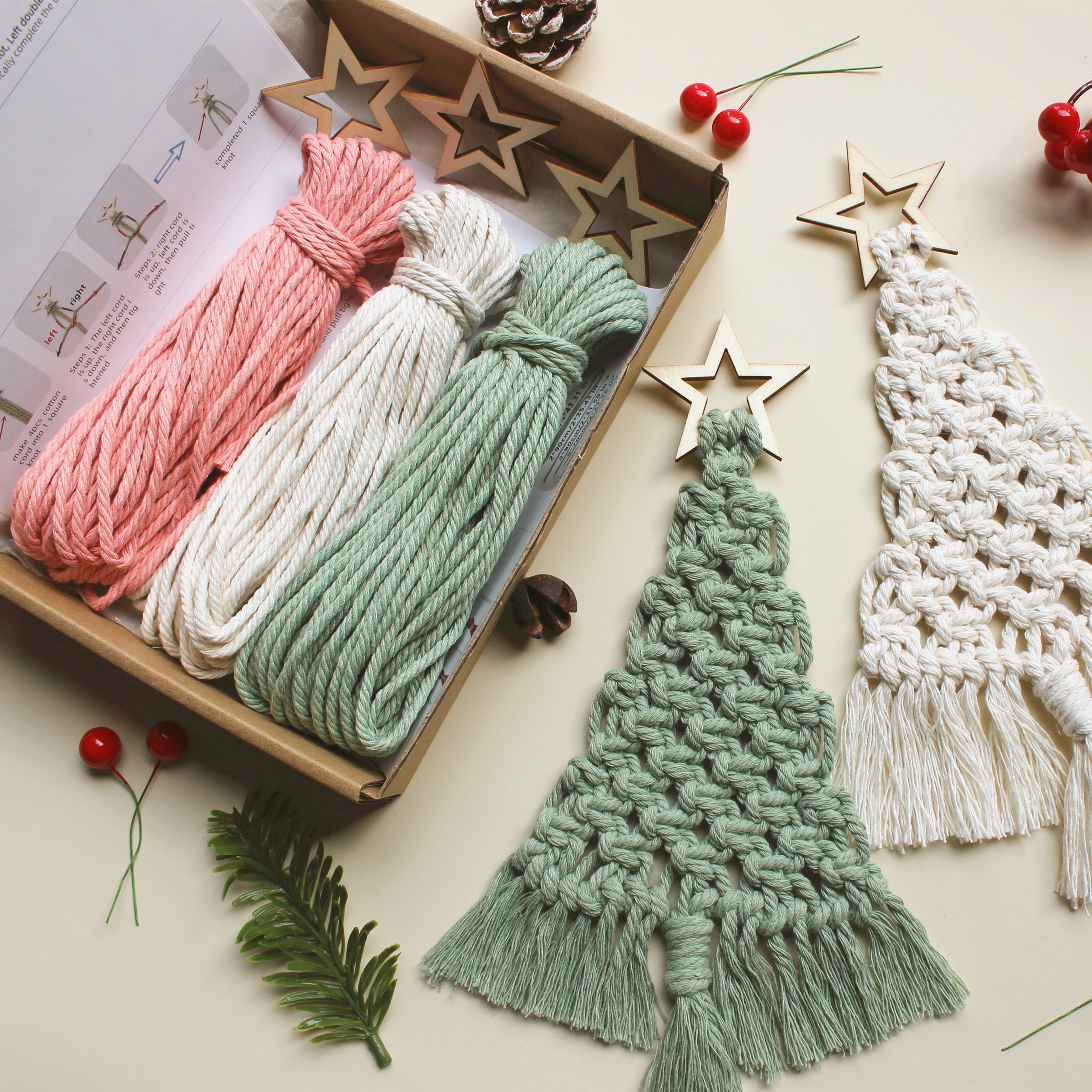Acquista 2 pezzi Macrame Albero di Natale fai-da-te Albero di Natale Borsa  materiale per tessitura Kit albero di Natale fai-da-te