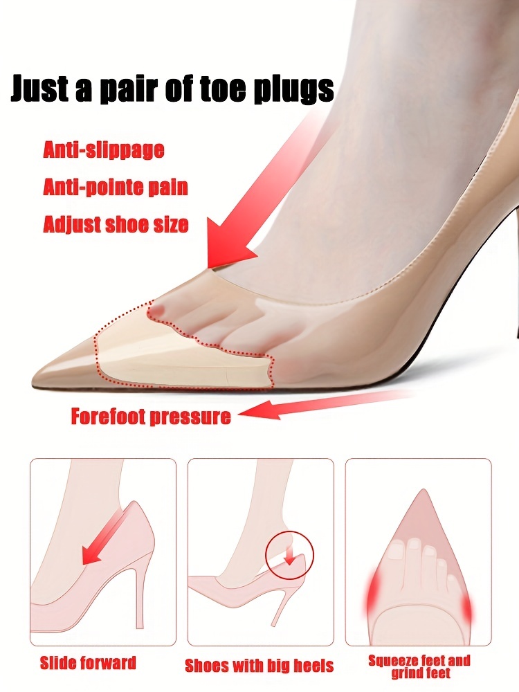 1Pair Front Toe Pads, High-heeled Insole Foam Pads, Adjustable Forefoot Sponge